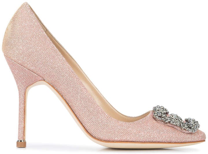 Manolo Blahnik Hangisi Glittered Pumps