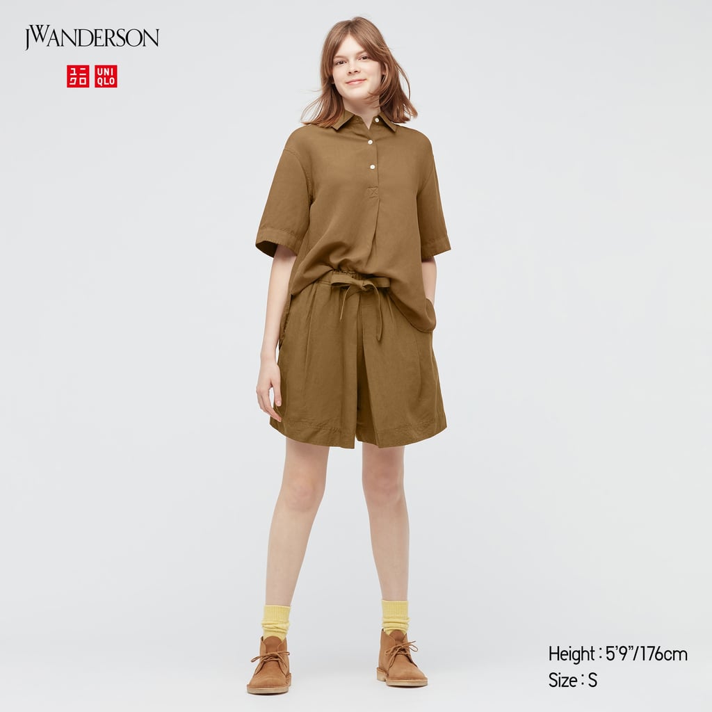 Linen-Blend Pullover Short-Sleeve Shirt