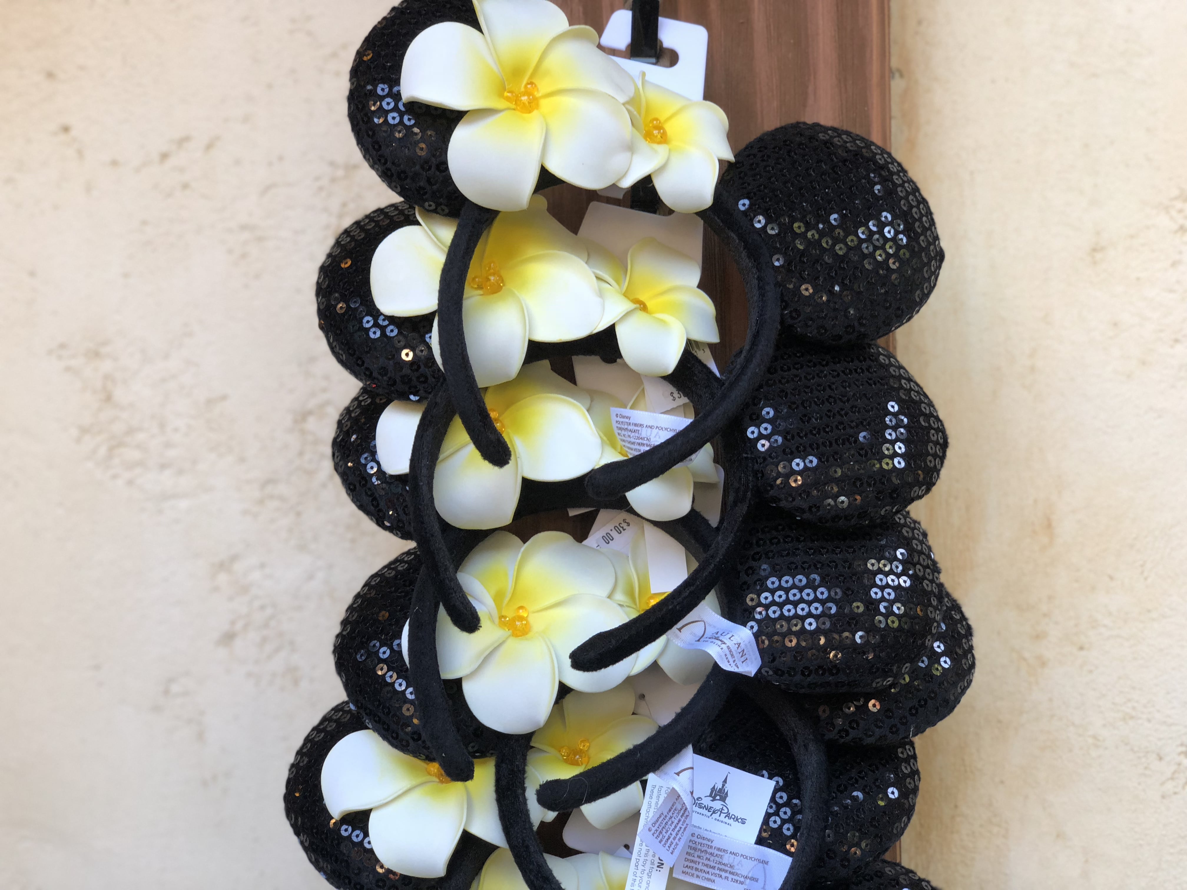 NWOT Disney Aulani Plumeria Hawaii Floral Minnie Ears 2019 Traditional Disney Aulani Resort ears, still a favorite of  main image 2