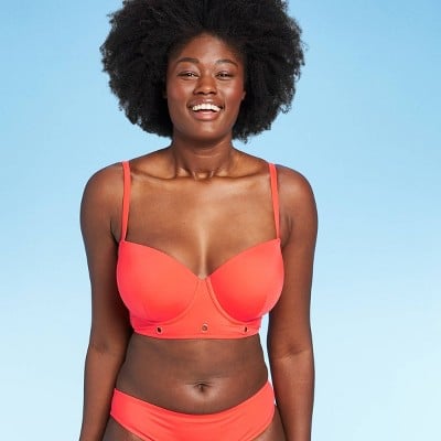 Shade & Shore Lightly Lined Long Line Ring Detail Bikini Top