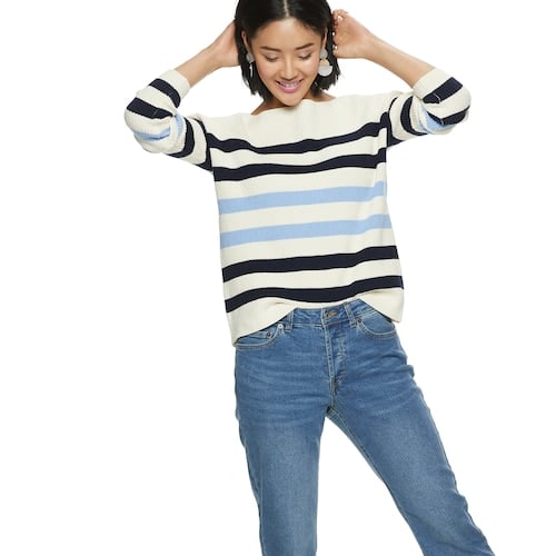 POPSUGAR Striped Oversized Boatneck Sweater