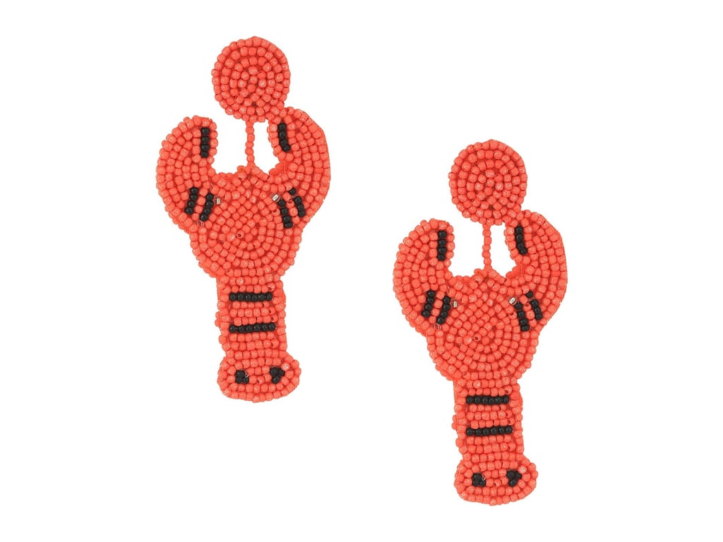 Kenneth Jay Lane Coral Seed Bead Lobster Post Earrings