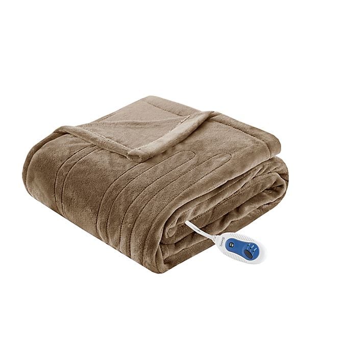 Beautyrest Heated Plush Oversized Solid Throw