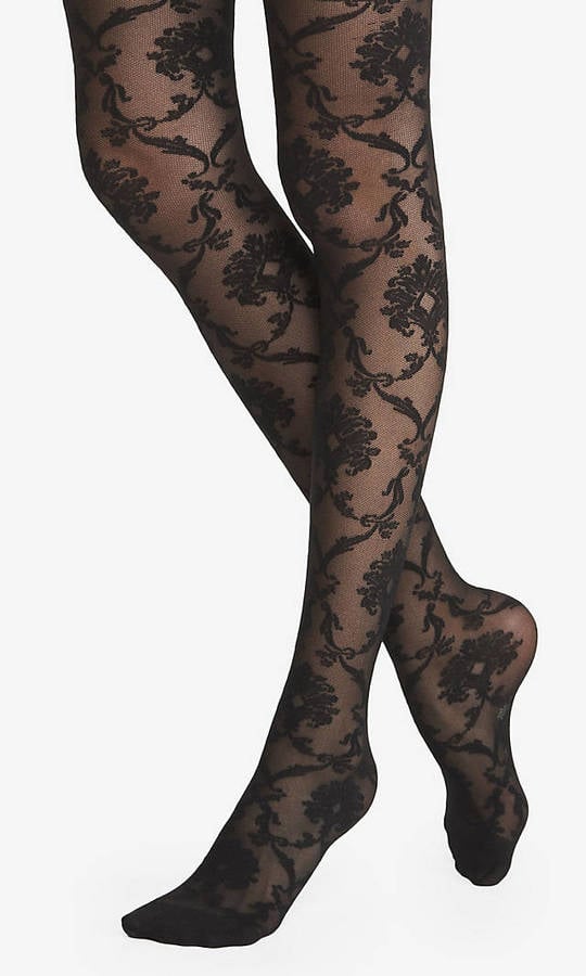 Express Baroque Lace Sheer Full Tights