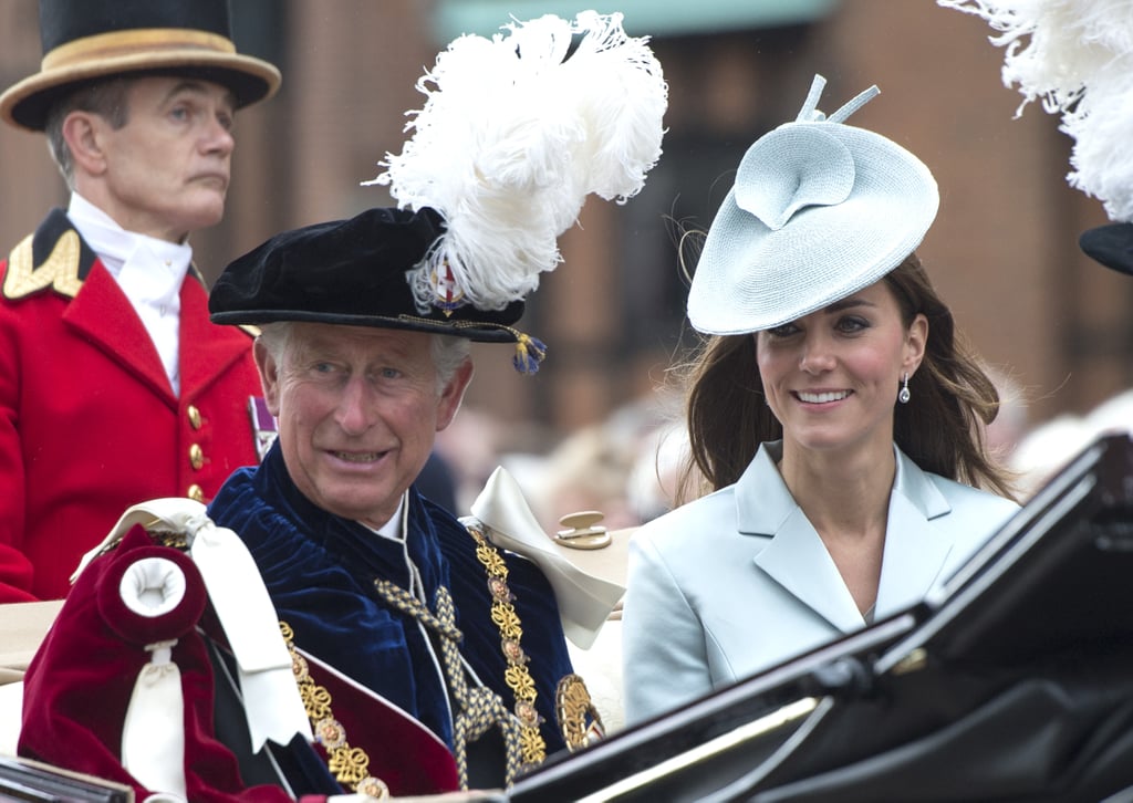 Prince Charles and Kate sat side by side during a carriage procession in 2014.