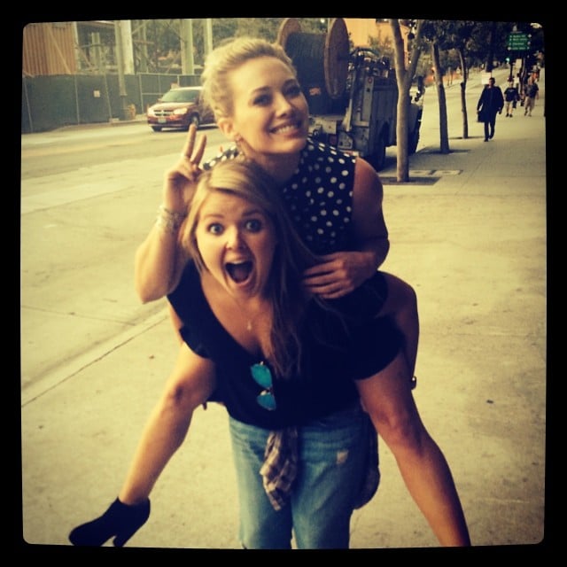 Hilary Duff got a piggyback ride.
Source: Instagram user hilaryduff