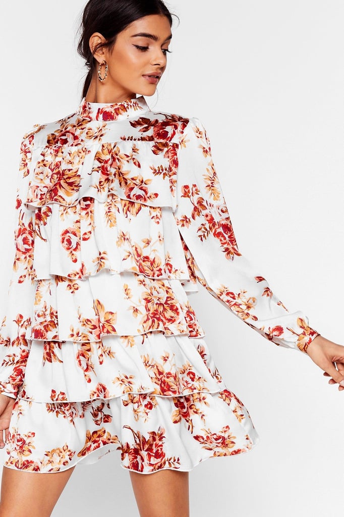 Nasty Gal On a High Neck Floral Mini Dress