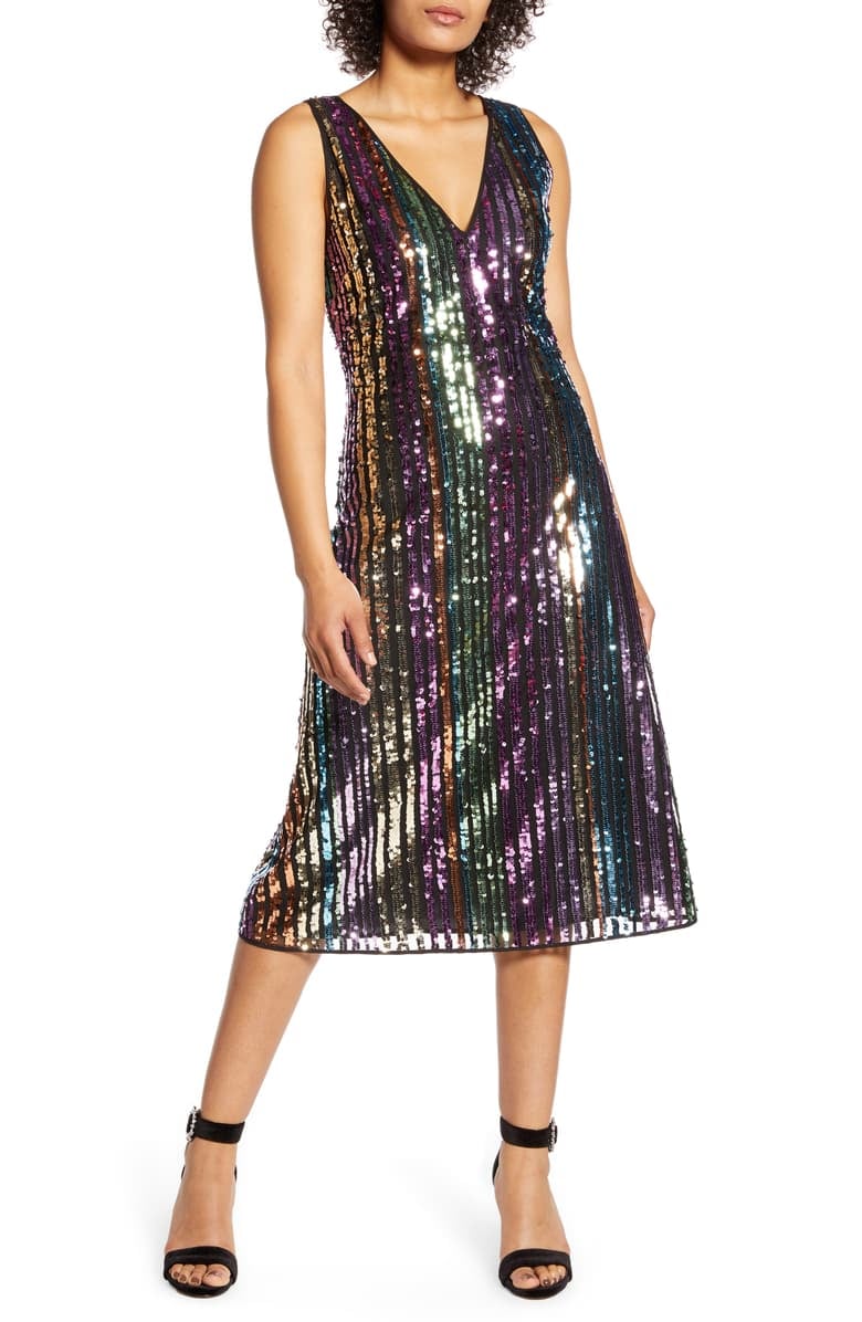 Halogen x Atlantic-Pacific Sequin Stripe Shift Dress