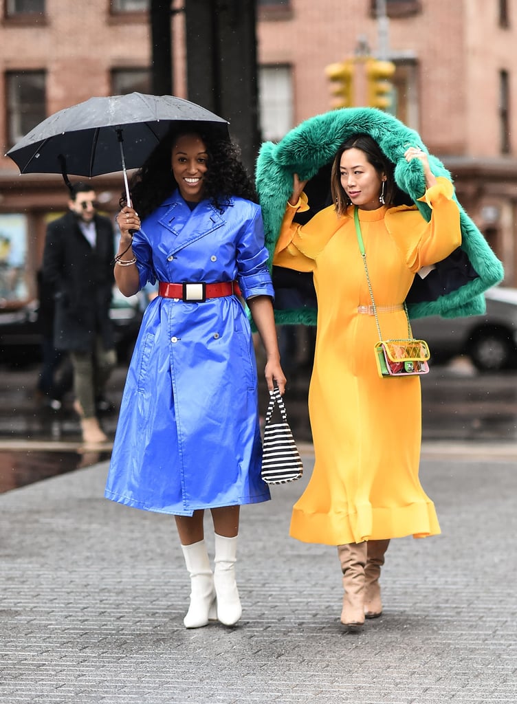 Don't be afraid to rock colored belts with bright outerwear.