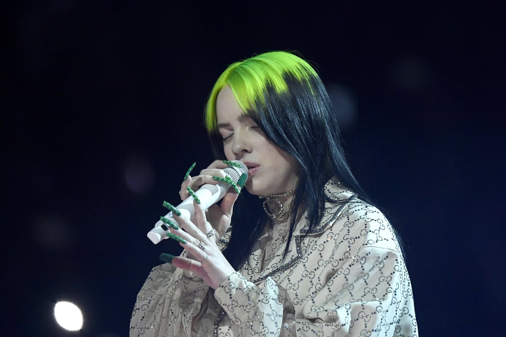 Billie Eilish's blue hair and outfit at the 2020 Grammy Awards - wide 6