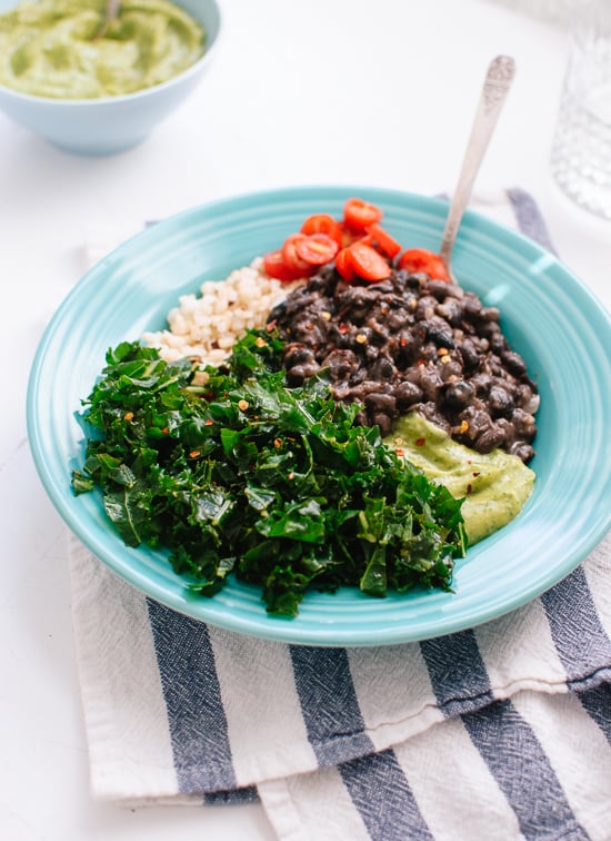 Kale, Black Bean, and Avocado Burrito Bowls