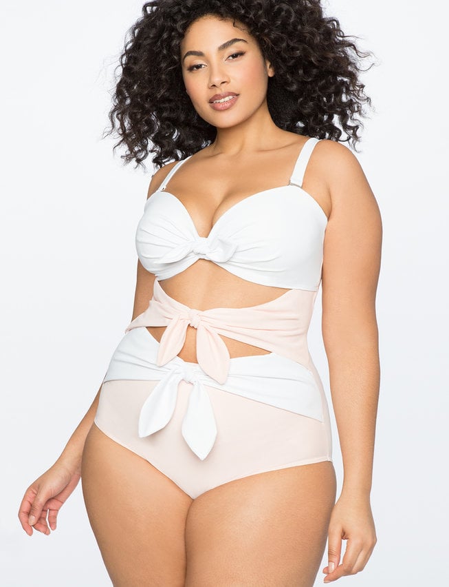 Eloquii Tie Front One-Piece Swimsuit