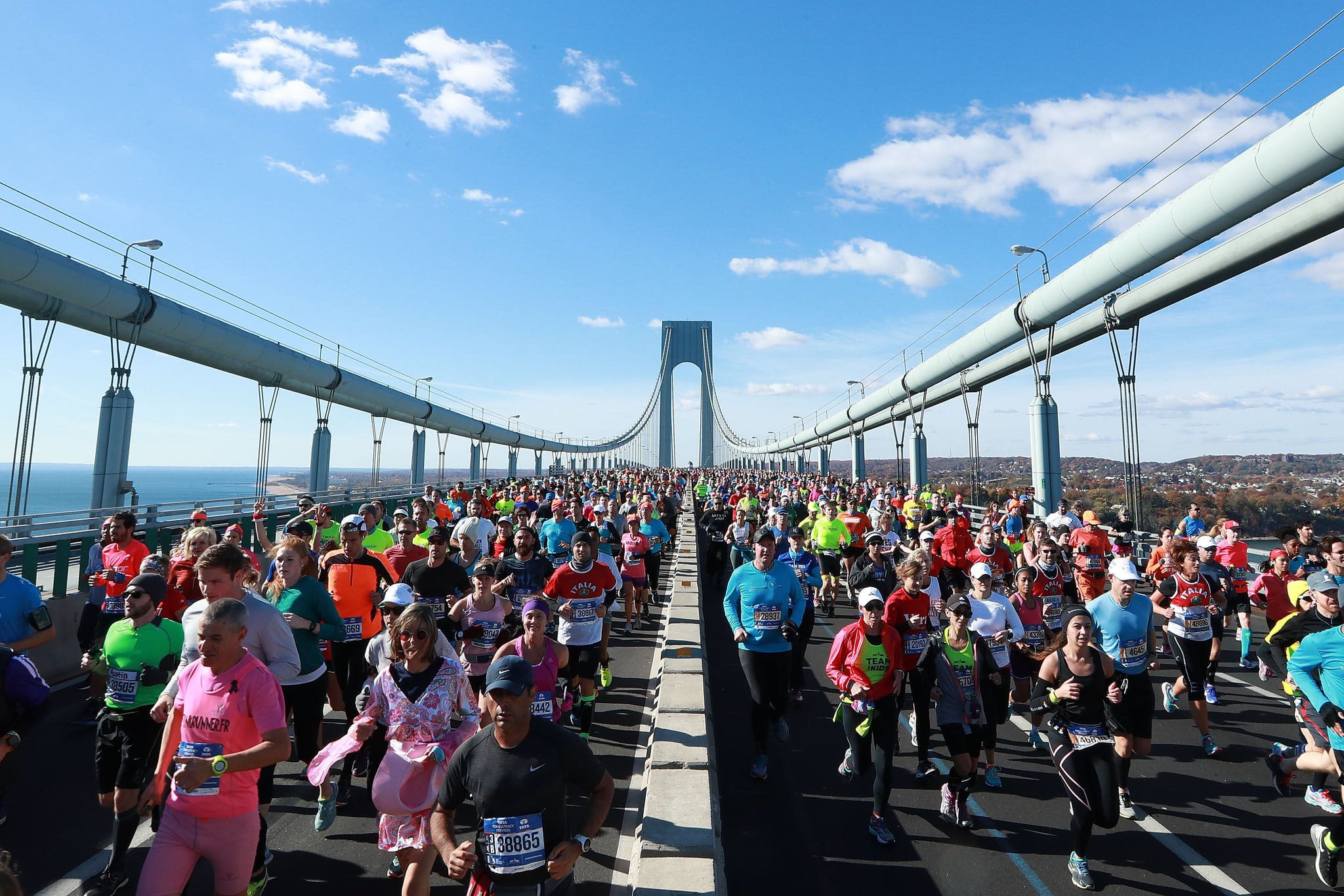 NEW YORK, NY - NOVEMBER 06:  Runners cross the Verrazano-Narrows Bridge at the start of the 2016 TCS New York City Marathon on November 6, 2016 in the Brooklyn borough of New York City.  (Photo by Michael Reaves/Getty Images)