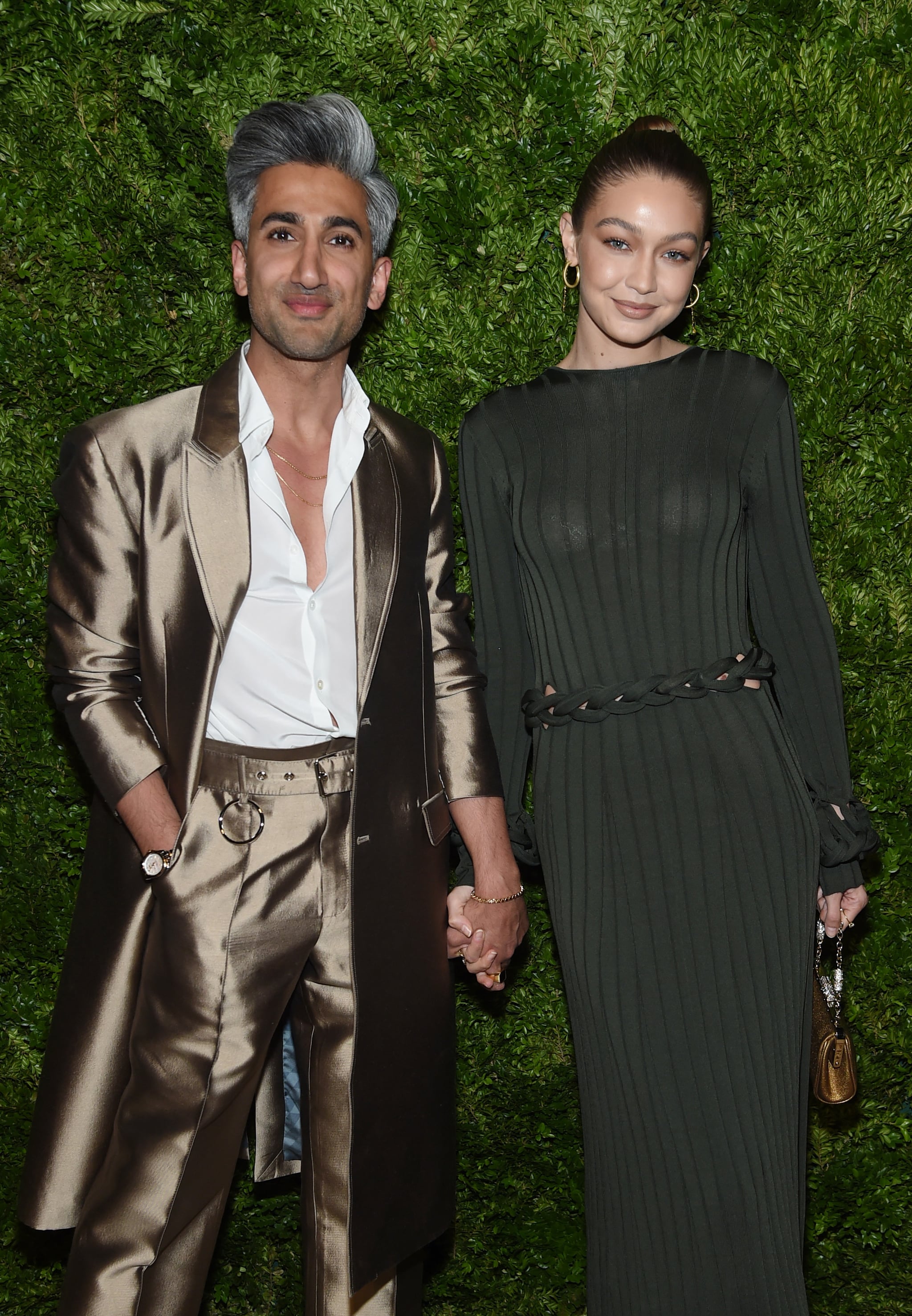 NEW YORK, NEW YORK - NOVEMBER 04: Tan France and Gigi Hadid attend the CFDA / Vogue Fashion Fund 2019 Awards at Cipriani South Street on November 04, 2019 in New York City. (Photo by Jamie McCarthy/Getty Images)