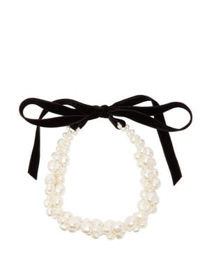 Simone Rocha Baroque Faux-Pearl and Velvet Choker