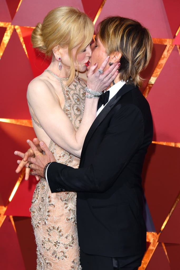 Nicole and Keith shared a passionate kiss on the Oscars red carpet in LA in February 2017.