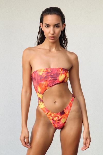 Melissa Simone Elle Cut-Out One Piece in Tangerine