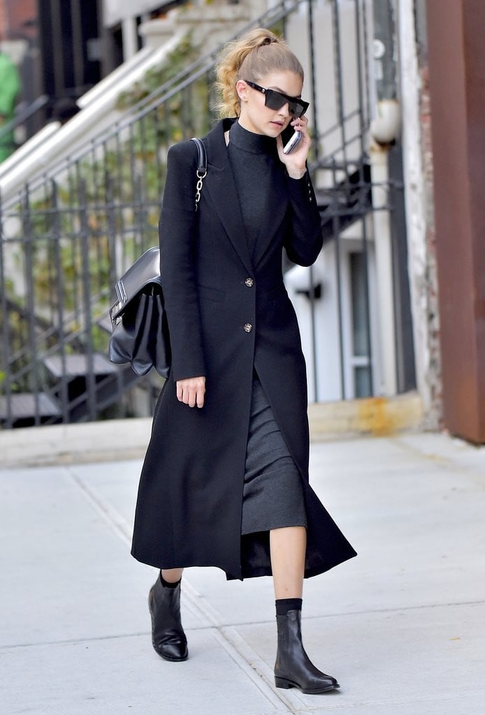 Fall Work Outfit Idea: Gigi Hadid's Chanel Jacket and Black Leather Pants
