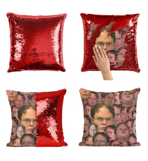 Dwight Schrute Faces Sequin Pillow