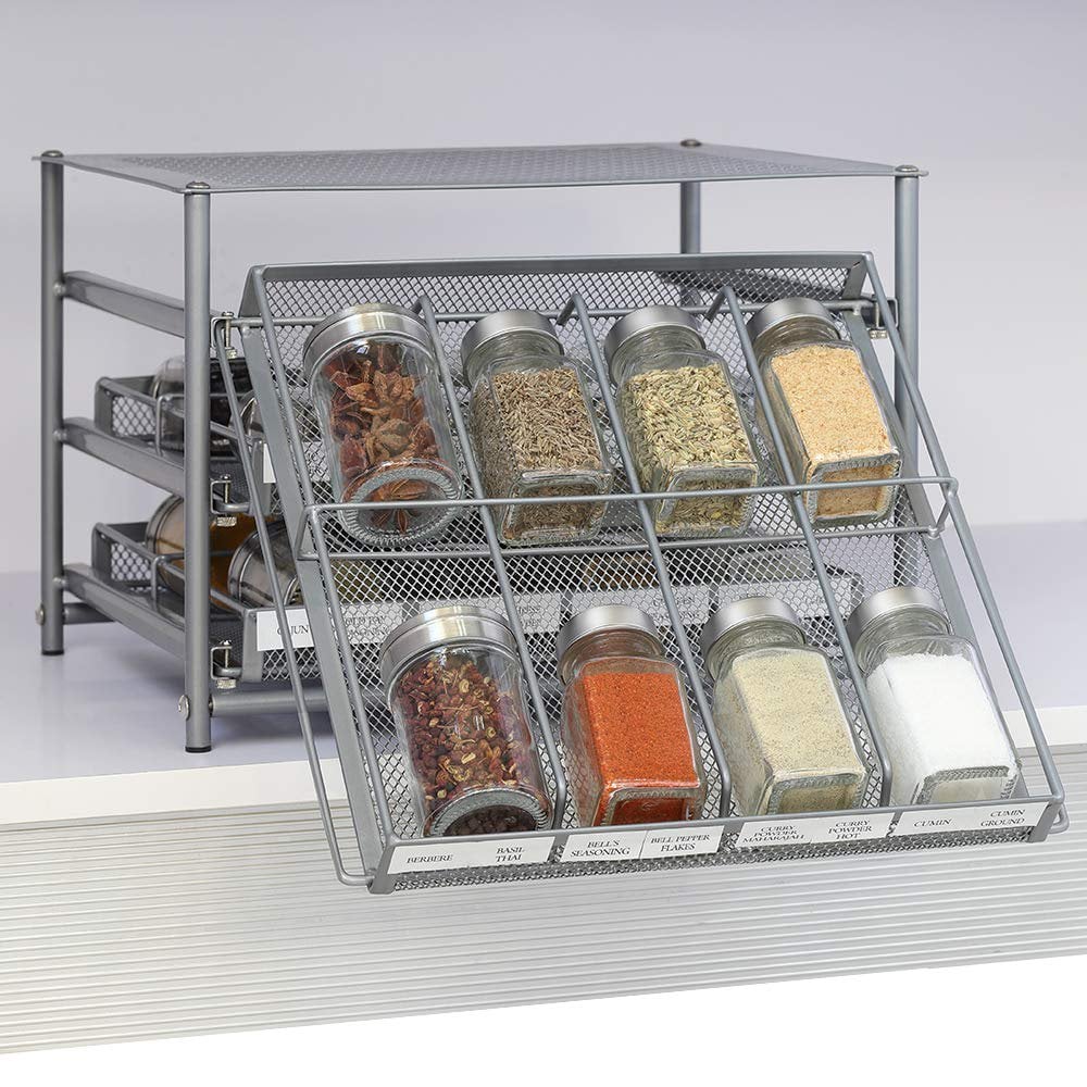 Spice Rack 3 Tier 24-Bottle Spice Drawer Organiser