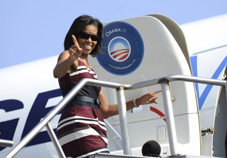Boarding the campaign plane back in 2008.
