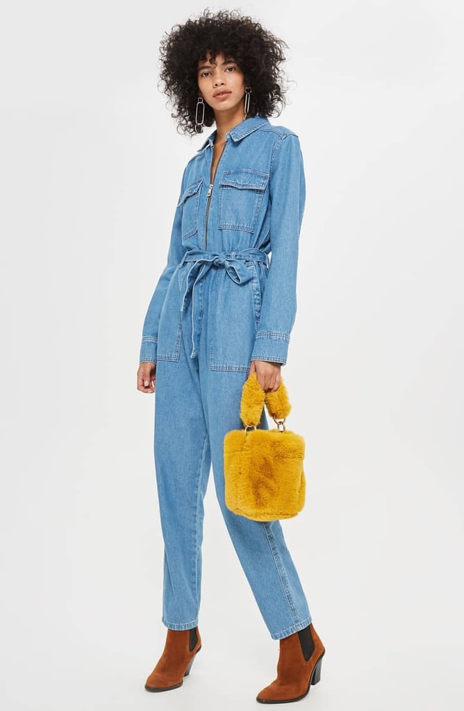 topshop denim jumpsuit