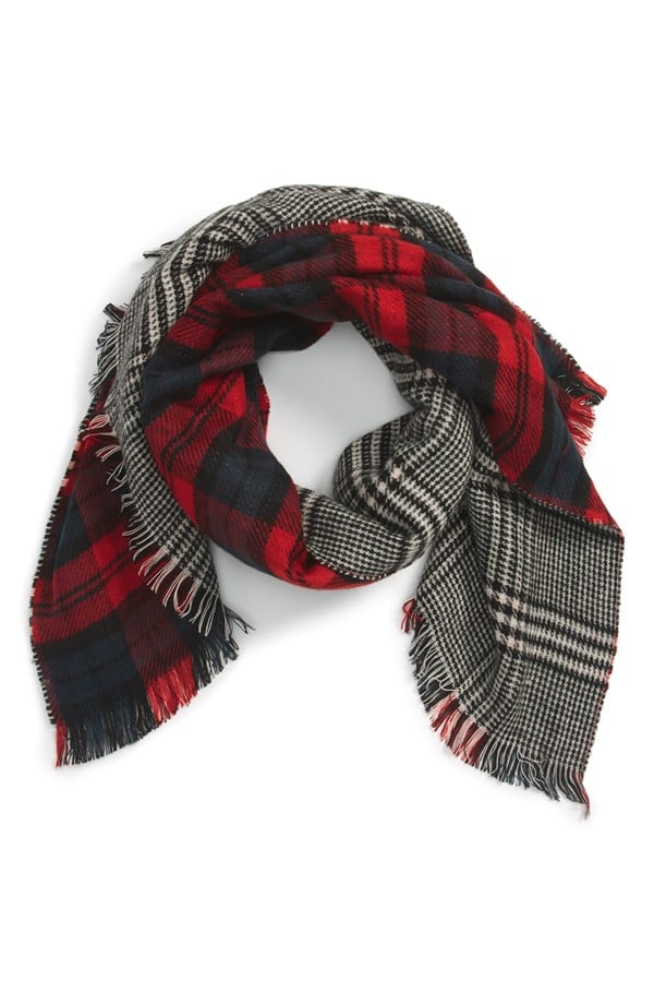 Reversible Plaid and Houndstooth Blanket Scarf