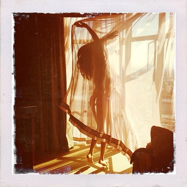 Selena Gomez got naked underneath a curtain.
Source: Instagram user selenagomez