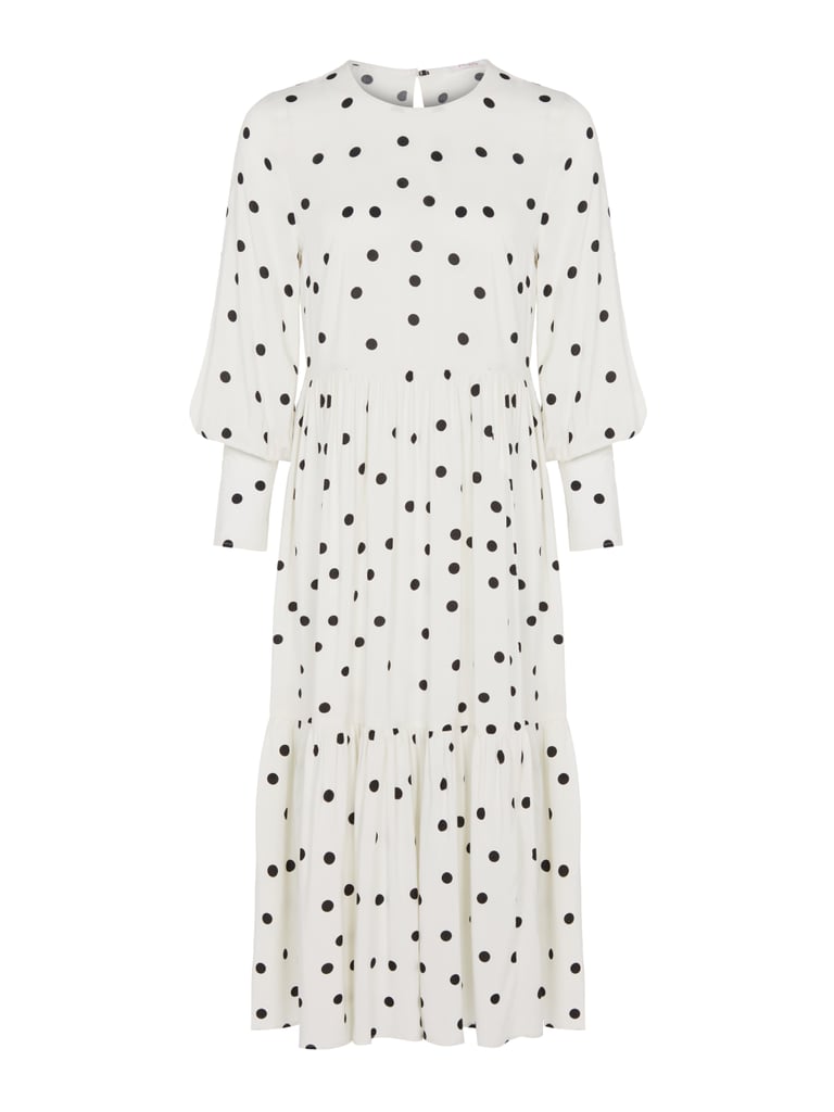 Finery London Polka Dot Round Neck Midi Tiered Dress