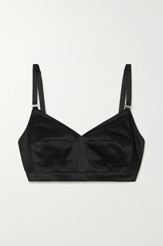 Alexander McQueen Black Duchesse-silk bralette