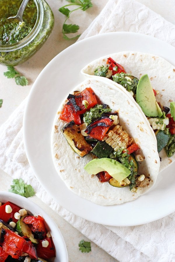 Grilled Veggie Tacos With Chimichurri
