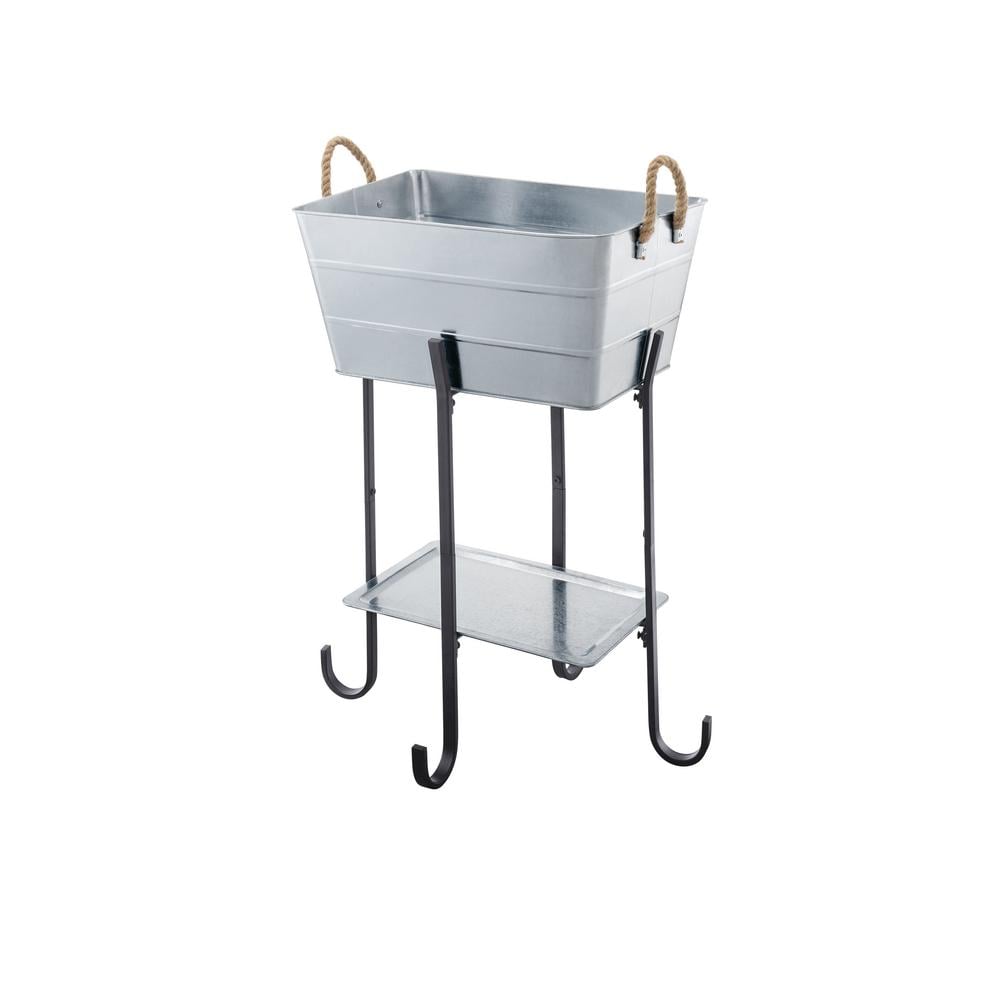 You won't need to waste a minute of sunlight  running inside to the fridge when you keep your drinks outside in this Galvanized Metal Beverage Tub With Stand ($22).