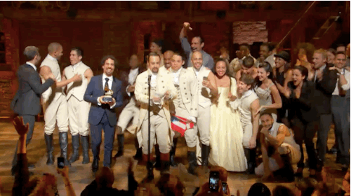 The cast of Hamilton won best musical theater album, and also America's hearts.