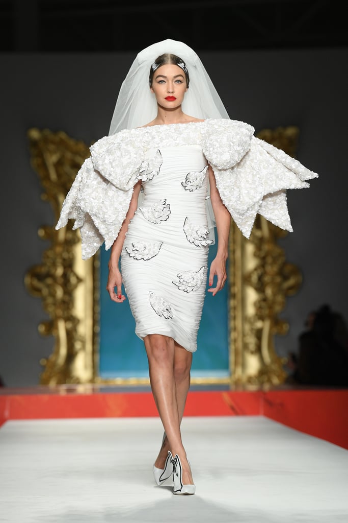 Gigi Hadid Wearing a Wedding Dress at the Moschino 2020 Show
