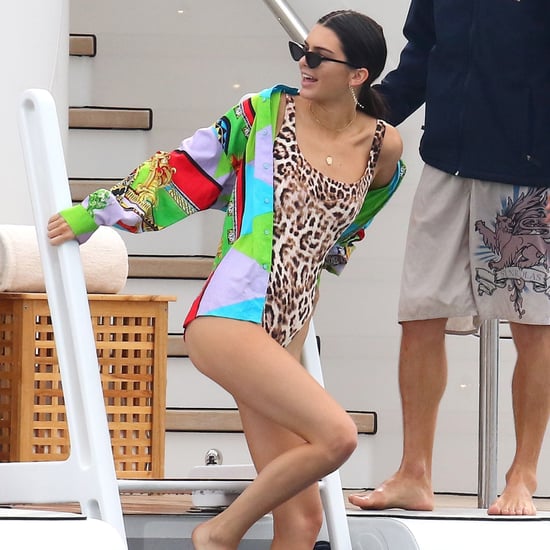 Kendall Jenner Leopard Print Swimsuit at Cannes