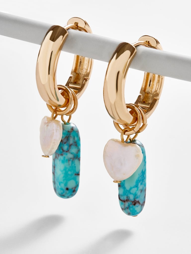 Daisy Pearl Huggie Hoop Earrings