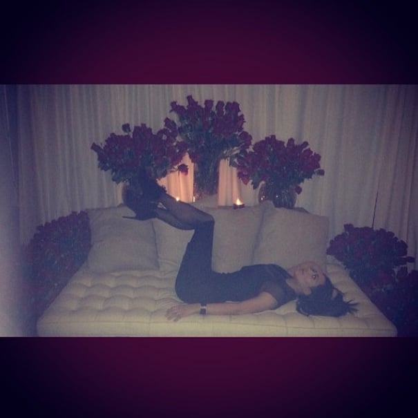 Kim shared a photo from the couple's Valentine's Day, captioning this shot with "a thousand roses."

Source: Instagram user kimkardashian