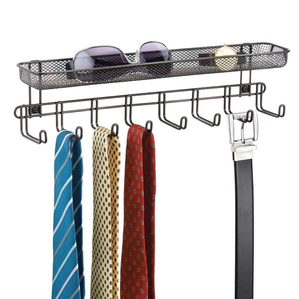 mDesign Closet Wall Mount Accessory Storage Organiser Rack