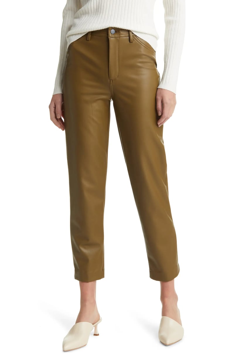 My FAVORITE bottoms for fall the last couple of years have been my faux  leather straight leg crop pants. They are insanely versatile, s