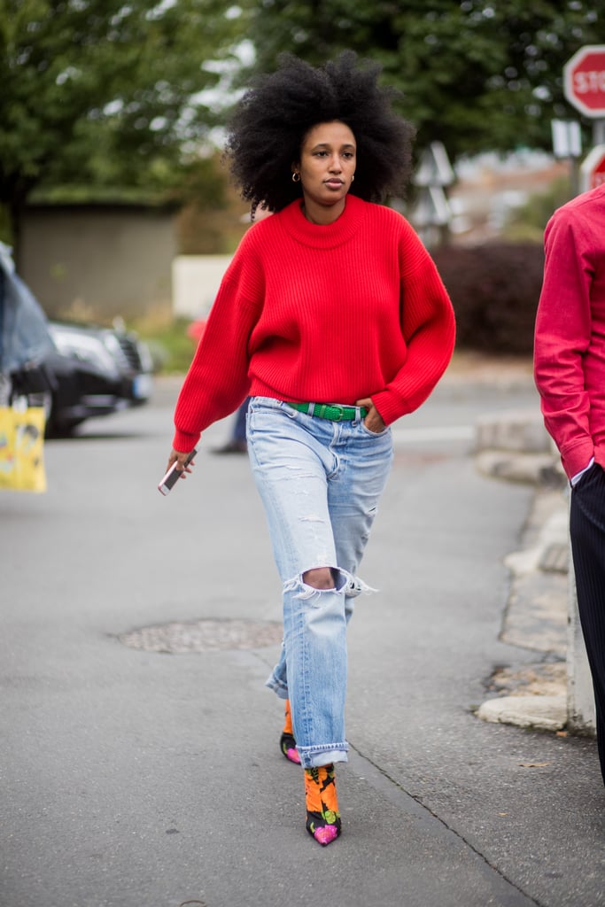 Style Floral Boots With a Chunky Sweater