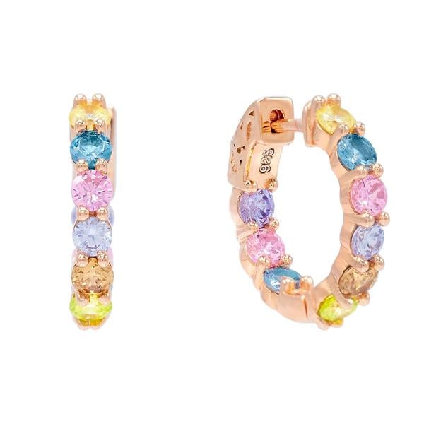 Adinas Jewelry Pastel Round Rainbow Hoop Earring