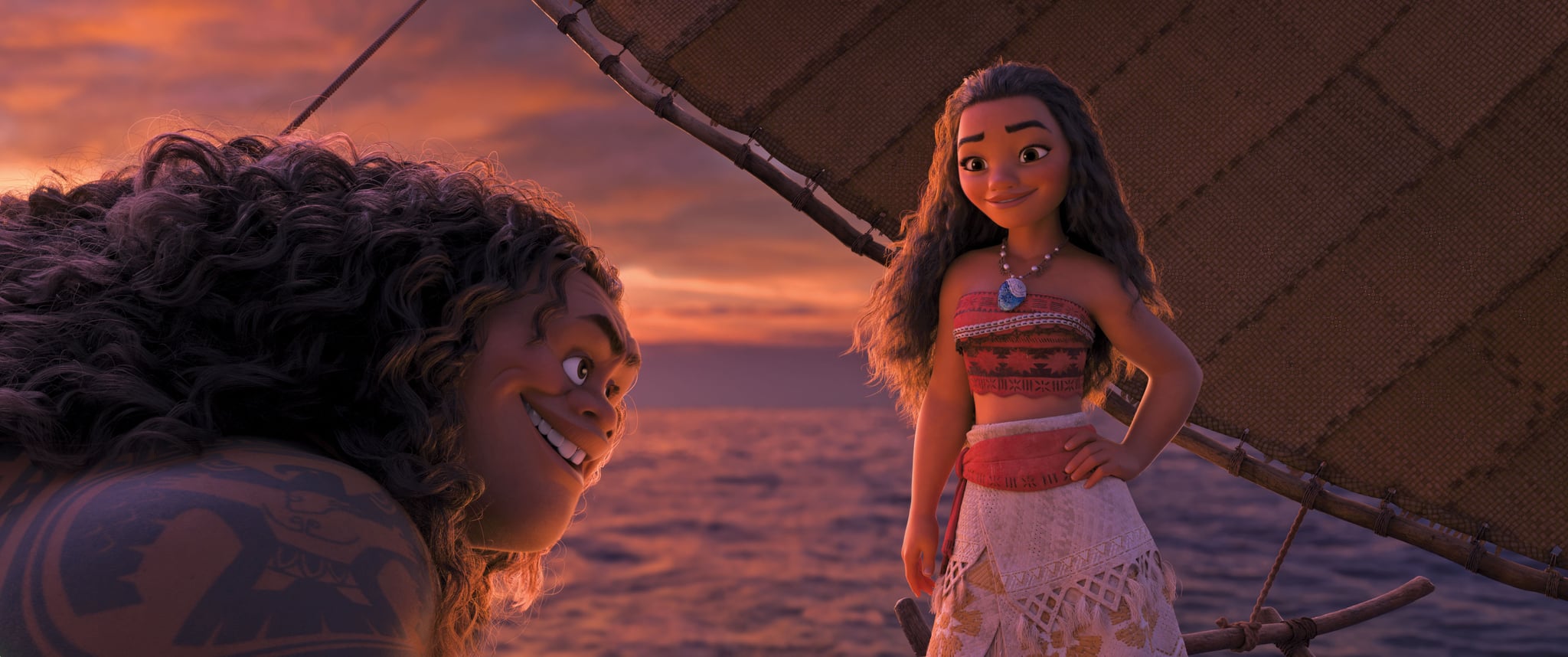 MOANA, from left, Maui (voice: Dwayne Johnson), Moana (voice: Auli'i Cravalho), 2016.  Walt Disney Studios Motion Pictures / courtesy Everett Collection