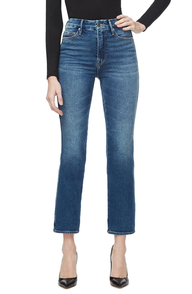 Good American Good Curve High-Waist Ankle Straight-Leg Jeans