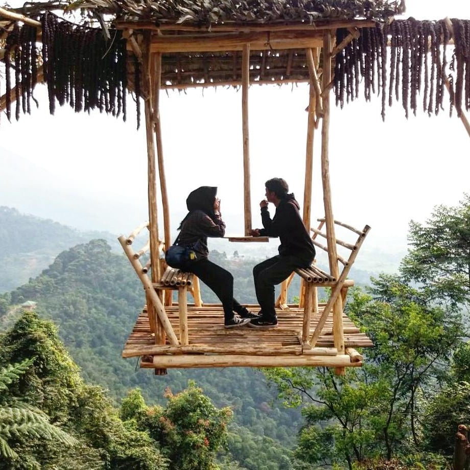 hanging swing at puncak mustika manik in indonesia