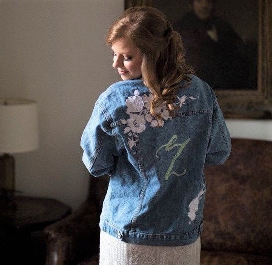 Relaxed Fit Embroidered Denim Jacket With Initial