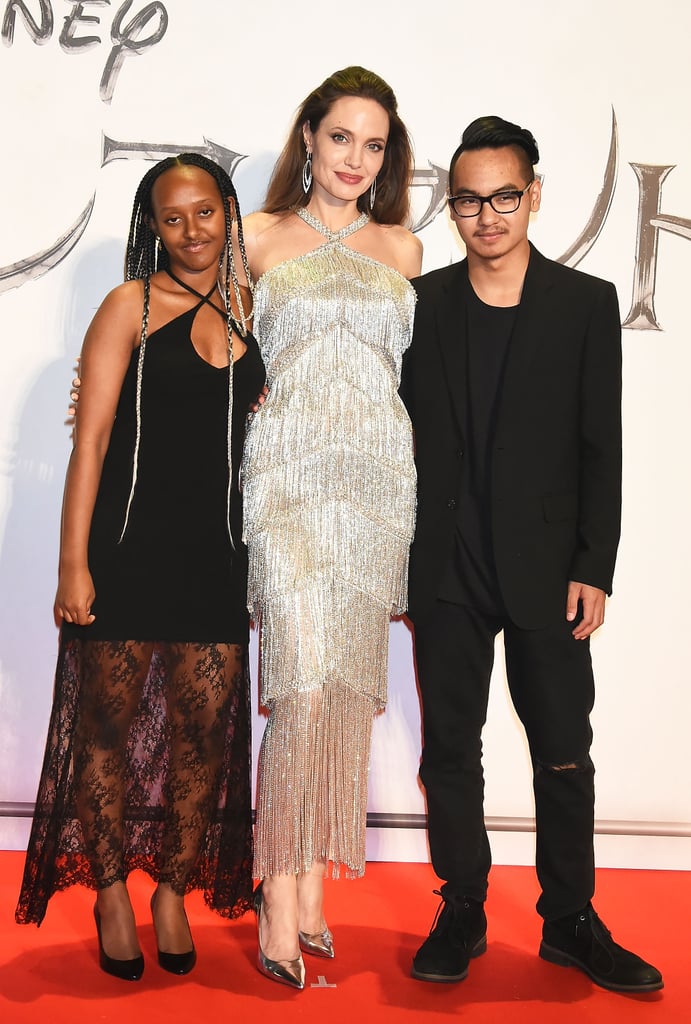 Angelina Jolie Silver Fringed Dress at Maleficent 2 Premiere