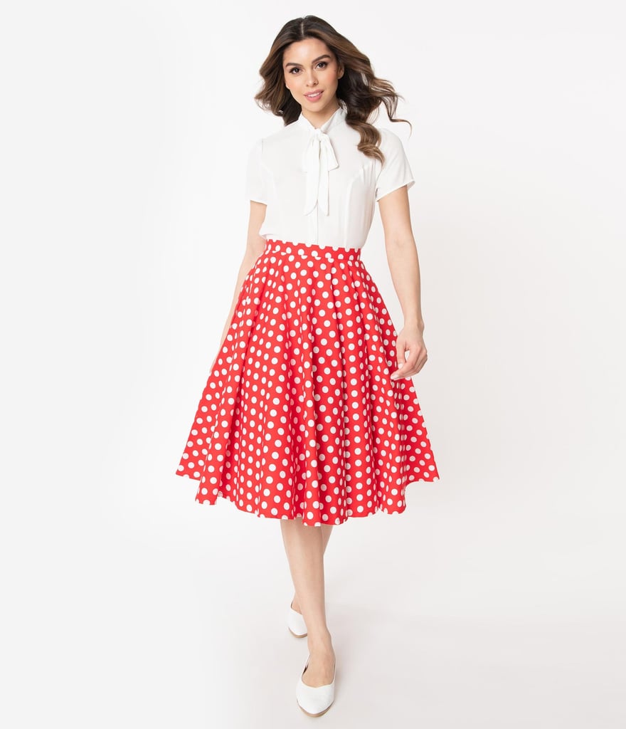1950s Style Red and White Polka Dot Swing Skirt