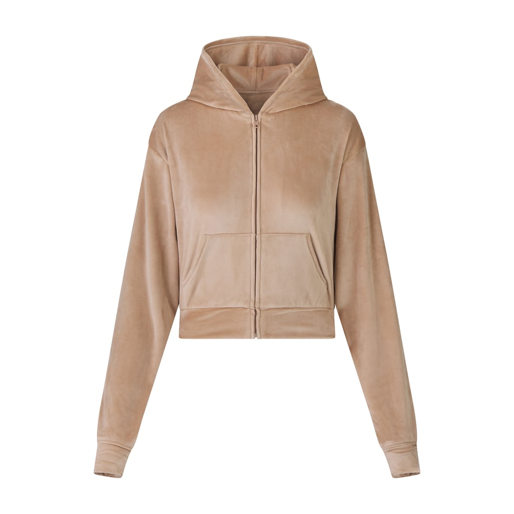 Kim Kardashian Skims Velour Hoodie in Honey