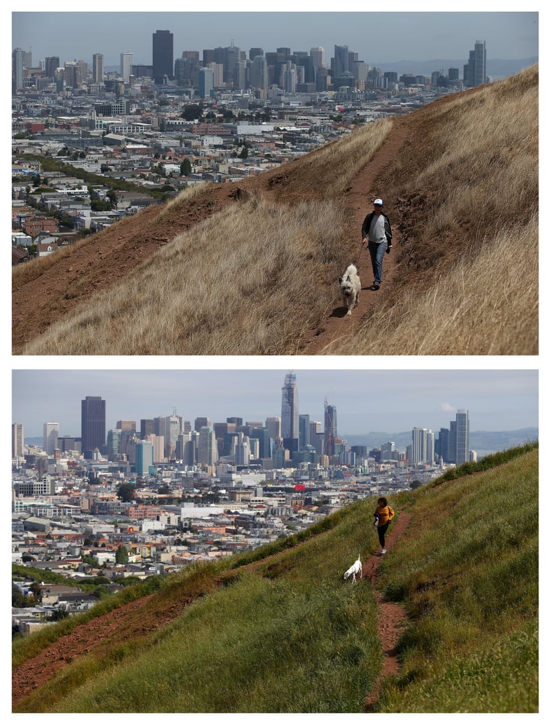 山坡上旧金山Bernal Heights街区的CA。