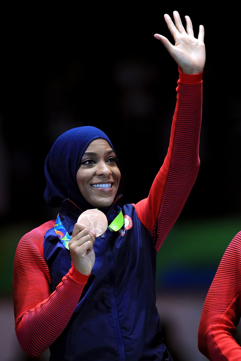 When the first woman to compete for the US wearing a hijab won a bronze medal.